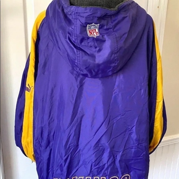 Mens Minnesota Vikings NFL Puma Sz 2XL XXL Jacket Reversible Full Zip Logo Hood - Picture 2 of 10